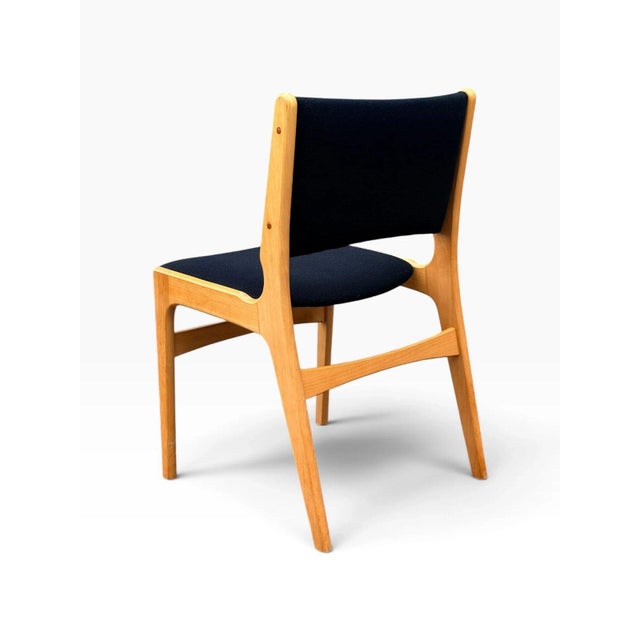 Wood Set of Six Danish Beech Dining Chairs by Erik Buch | Dovetail Joinery & Black Upholstery For Sale - Image 7 of 14