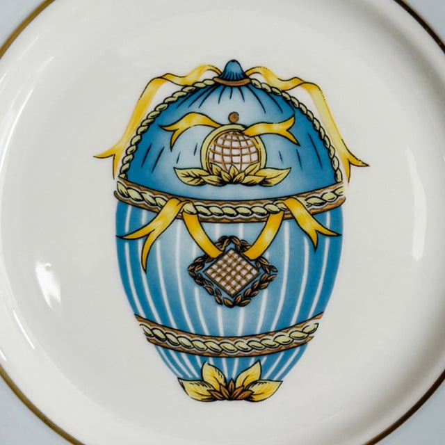 Vintage French Limoges Porcelain Neoclassical Fabergé Egg Plates - Set of 4 For Sale In San Diego - Image 6 of 10