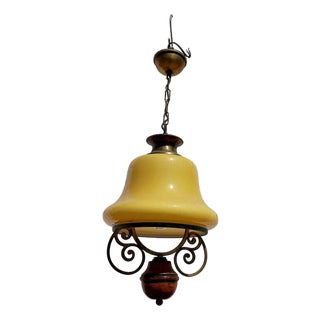 Vintage Cream Glass Bell Pendant For Sale
