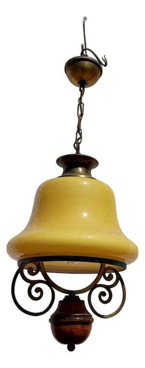 Vintage Cream Glass Bell Pendant