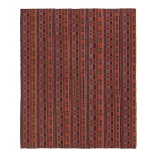 Vintage Persian Kilim, Vertical Stripes With Vibrant Tribal Motifs - Rug & Kilim For Sale