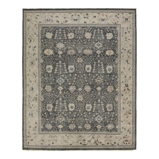 Apadana's Modern Mahal Style Handmade Indian Wool Rug in Gray For Sale