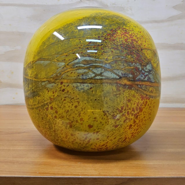 Mouth-Blown Studio Glass Vase in Yellow Tones attributed to Ioan Nemtoi, 2000s For Sale - Image 4 of 18
