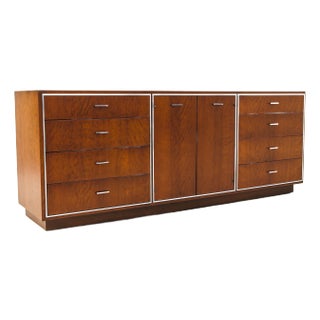 1970s Monumental Mid Century Lowboy Dresser With Aluminum Accents by John Stuart For Sale