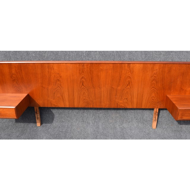 Vintage Danish Modern Teak Headboard With Floating Nightstands Chairish