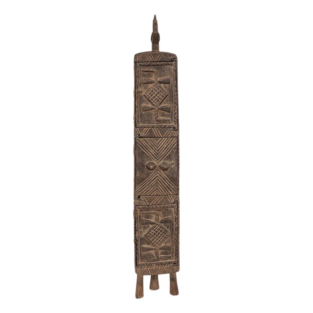 Lg Vintage Unique Dogon Hand Carved Wooden Box Mali 32" H For Sale