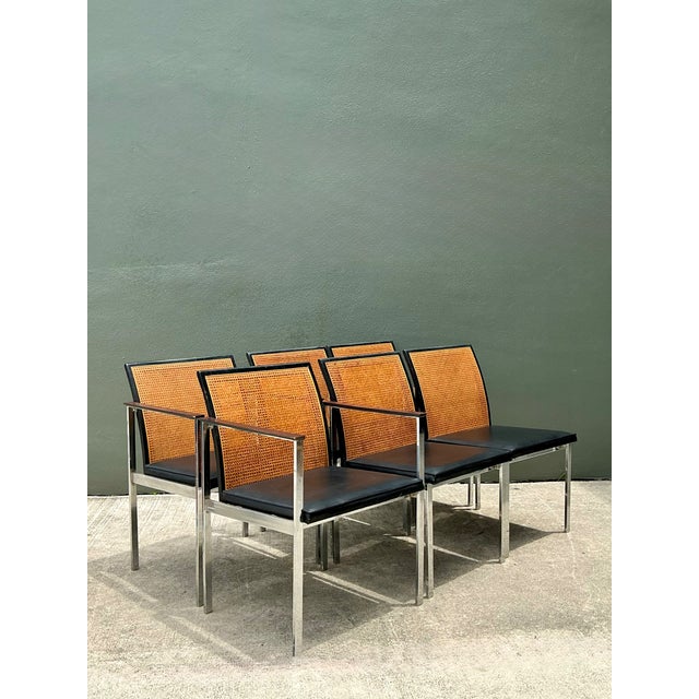 Vintage Paul McCobb for Lane Chrome Frame and Cane Dining Chairs - Set of 6 For Sale - Image 16 of 18