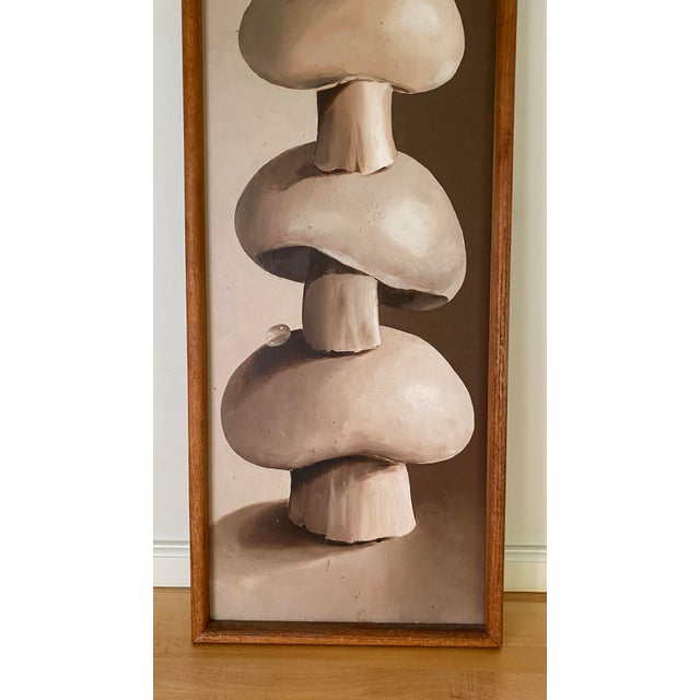 Contemporary Mid 20th Century Large Stacked Mushrooms Oil on Canvas Painting For Sale - Image 3 of 8