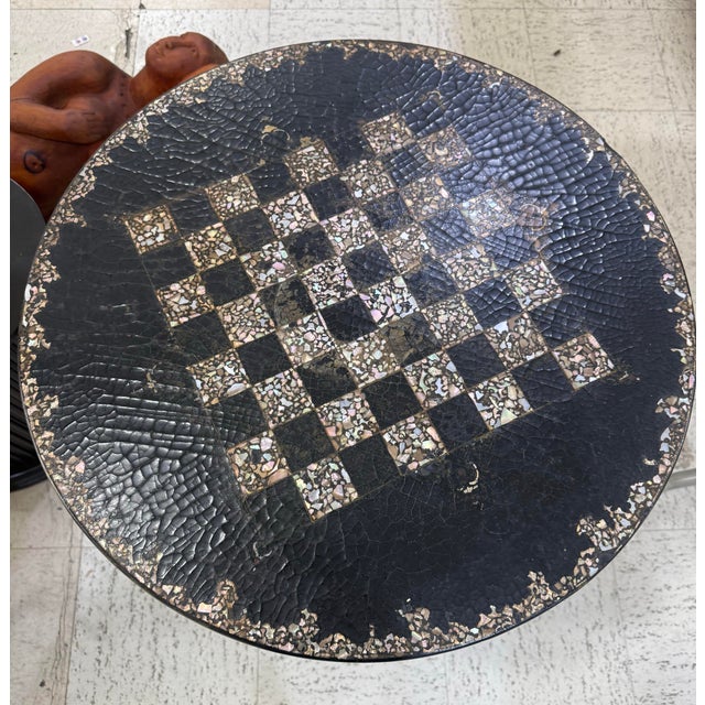 French 19th Century French Pedestal Game Table in Mop Wood Napoleon III Period For Sale - Image 3 of 6