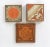 Set of three mid-century wood and tile trivets. Varying heights and sizes. Two are marked "Made in Italy". Each has minor...