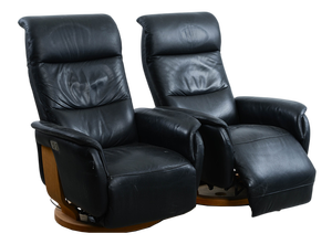 High-Back Leather Recliner Chairs, 1980s, Set of 2