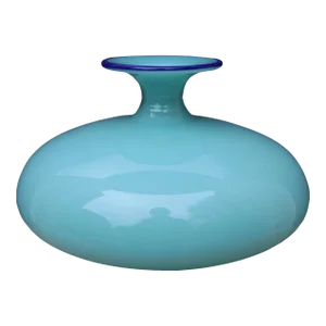 Signed Art Glass Vase in Two Tone Blue C.1970/1990