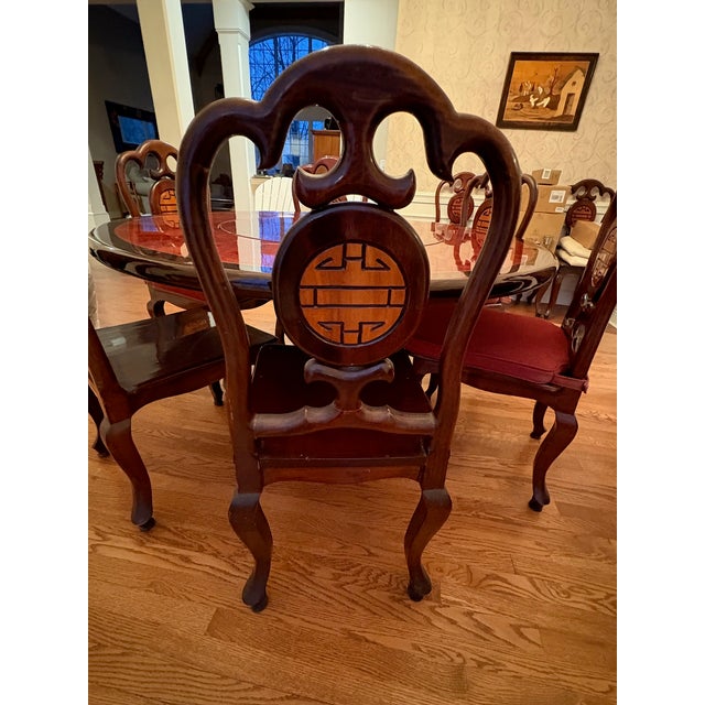 Brown Asian Rosewood Lazy Susan Dining Set Custom Made in Bangkok, Thailand, 1980s For Sale - Image 8 of 8