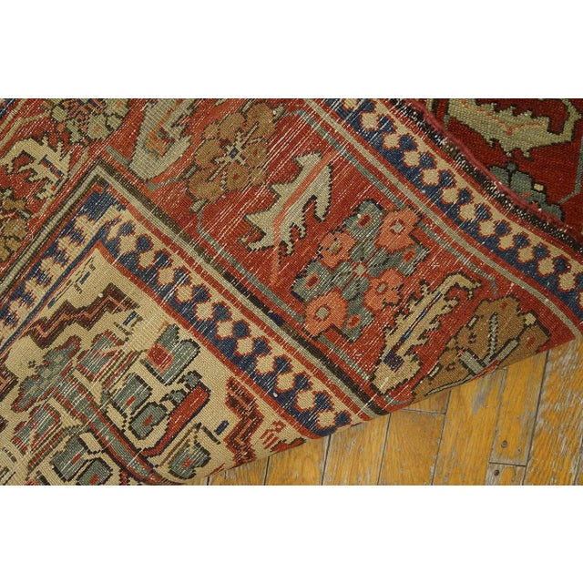1870s Ivory Tribal Shrub Antique Nw Persian Bakshaiesh Rug 9' X 13'2" Hand Knotted Wool Carpet For Sale - Image 16 of 17