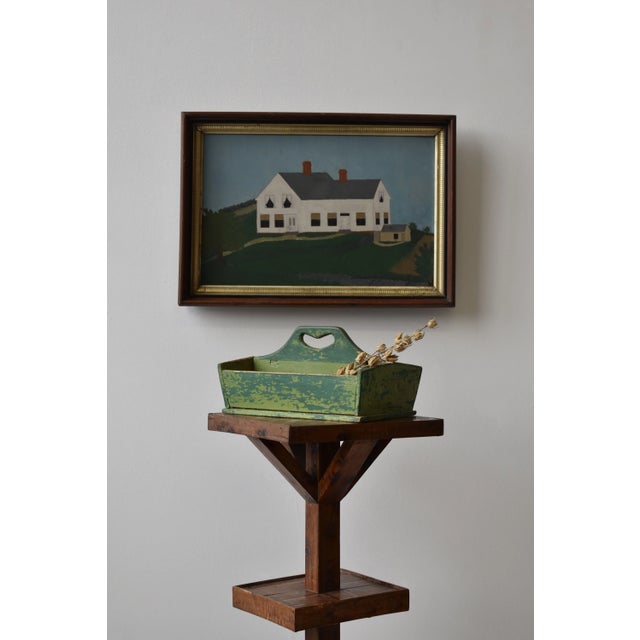 Antique Green Polychrome Pine Knife Box, Mid-Late 19th Century. Constructed from pine with original visible square nails....