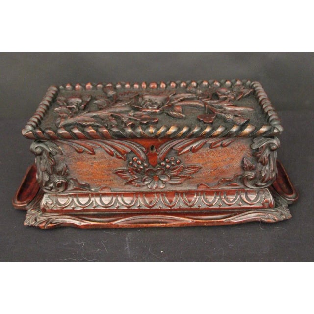 Wood Antique Carved Box For Sale - Image 7 of 7