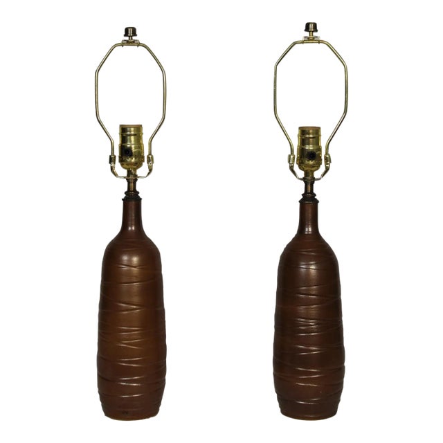 Mid 20th Century Pair of Antonio Zen Influence Lamps For Sale
