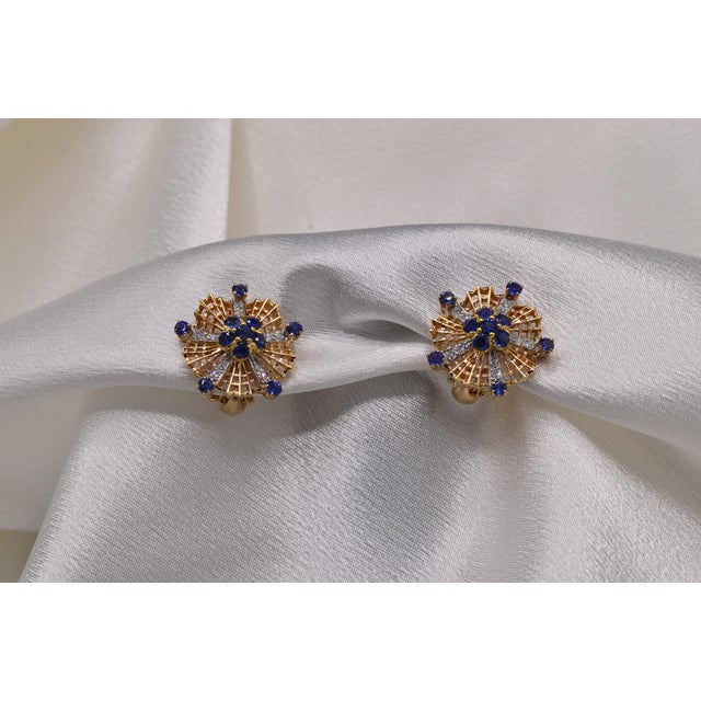 Early 20th Century The 81st Street: Antique Sapphire and Diamond Clip Earrings, 2 Pieces For Sale - Image 5 of 6