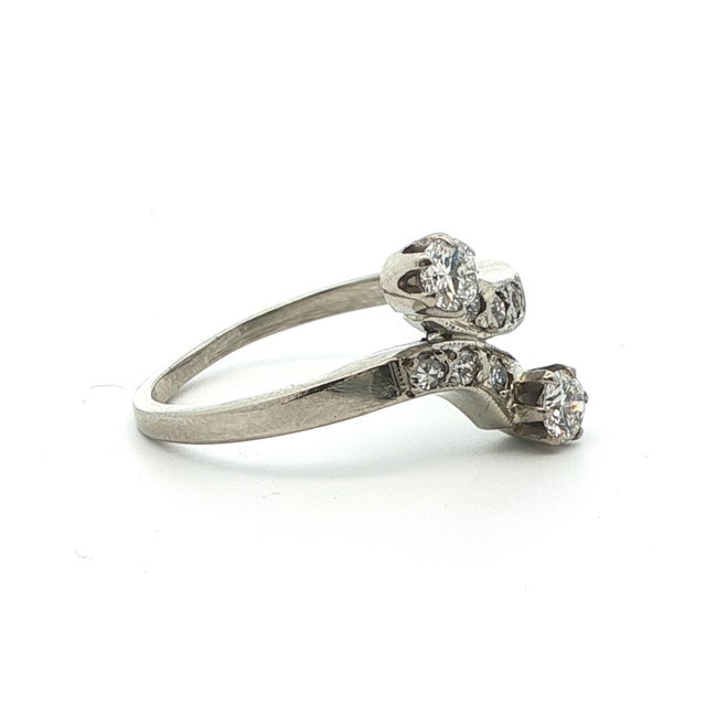 1920s 1920s Art Deco Platinum & Diamond Bypass Ring, Size 6.25 For Sale - Image 5 of 12