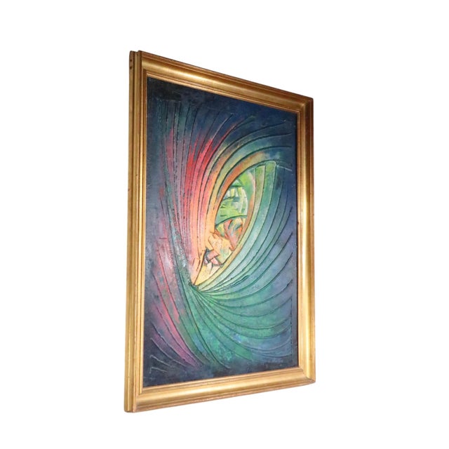 Plastic 1960's Abstract Acrylic on Board by Eugene Winters For Sale - Image 7 of 17