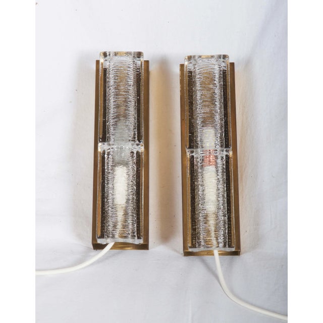 Mid-Century Glass and Brass Sconces from Vitrika, 1966, Set of 2 For Sale - Image 4 of 10