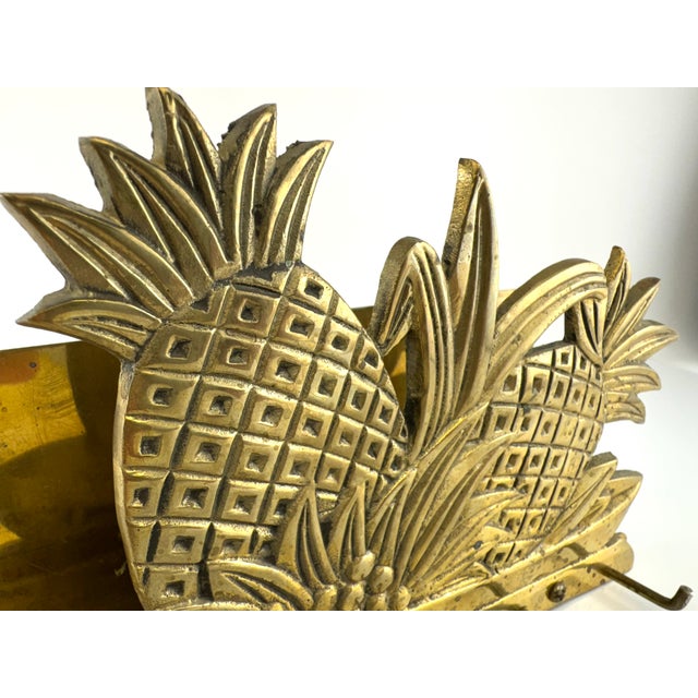 Vintage Brass Pineapple Wall Rack With Hooks, Hollywood Regency Key Holder For Sale In Little Rock - Image 6 of 10
