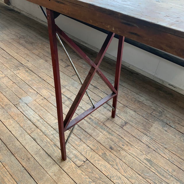 Rare Nine Foot Antique Handmade Wooden Folding Wallpaper Table For Sale - Image 10 of 10