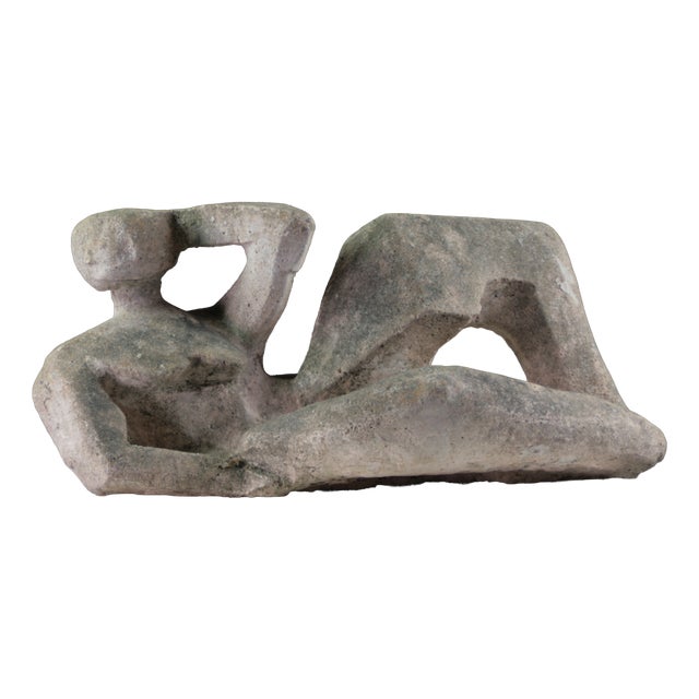 French Artist, Modernist Sculpture of a Reclining Female Nude, Reconstituted Stone For Sale