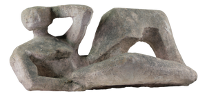 French Artist, Modernist Sculpture of a Reclining Female Nude, Reconstituted Stone