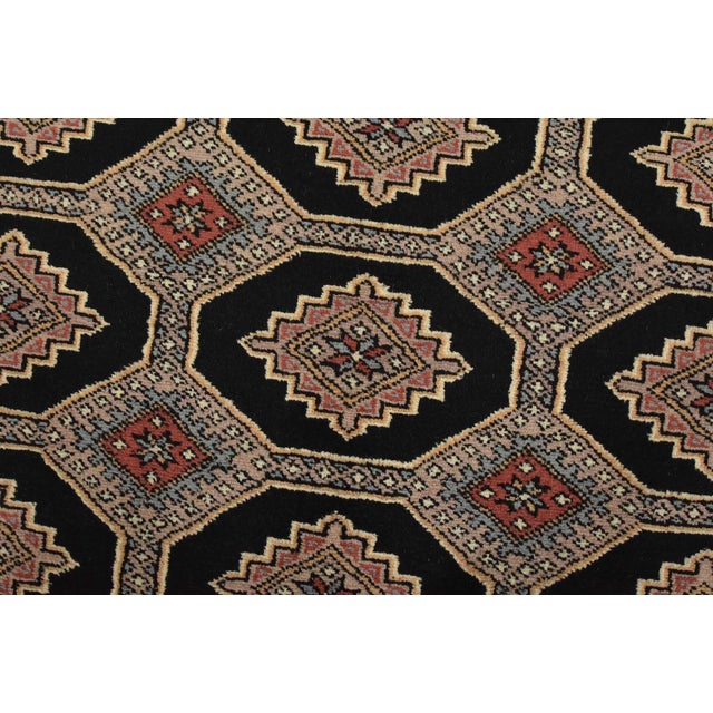 Black Bokhara Jaldar Rug 8’1” X 10’2” Black Wool Tribal Hand-Knotted Oriental Carpet For Sale - Image 8 of 13