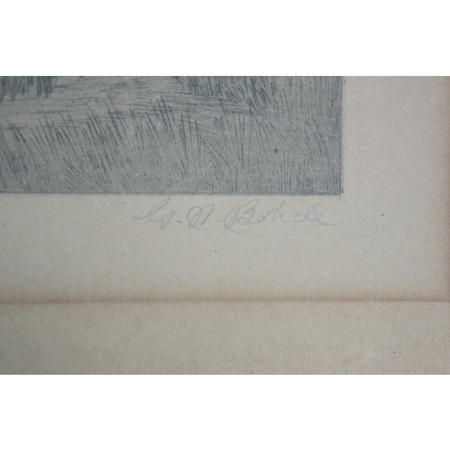 Antique George William Bohde Signed Country Farm Lake Landscape Etching 23" For Sale - Image 9 of 11