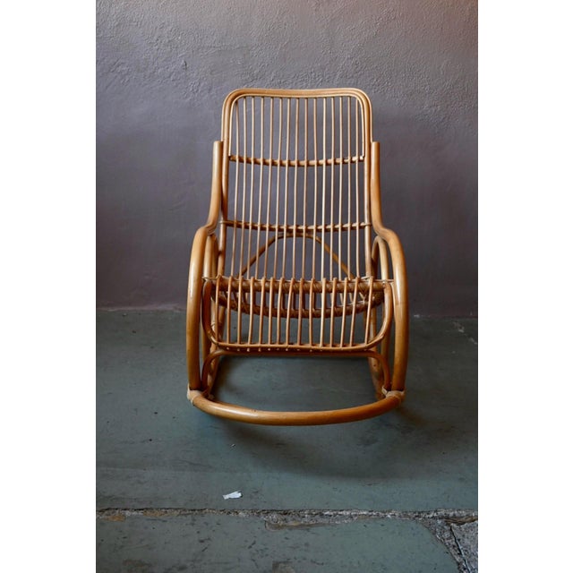 1960s Vintage Rattan Rocking Chair, 1960s For Sale - Image 5 of 13