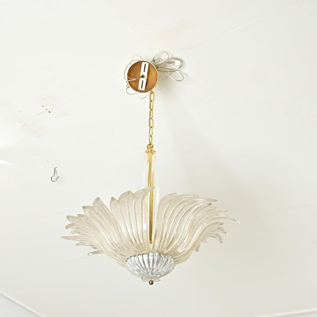 Mid 20th Century Vintage Murano Glass Palmette Suspension Light For Sale - Image 5 of 9