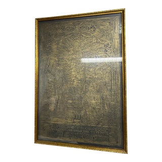 Large Antique Religious Brass Rubbing of the 1535 Memorial of Canon Henry Oskens For Sale