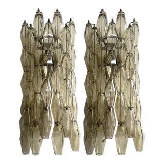 Contemporary Brunish- Brunito "Poliedri" Murano Glasss Walls Conces in Venini Style by Simoeng - Set of Two For Sale