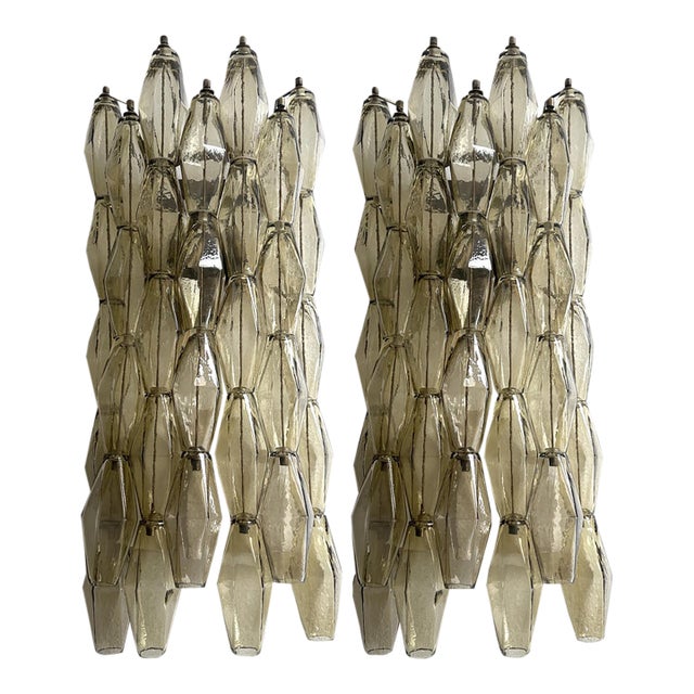 Contemporary Brunish- Brunito "Poliedri" Murano Glasss Walls Conces in Venini Style by Simoeng - Set of Two For Sale