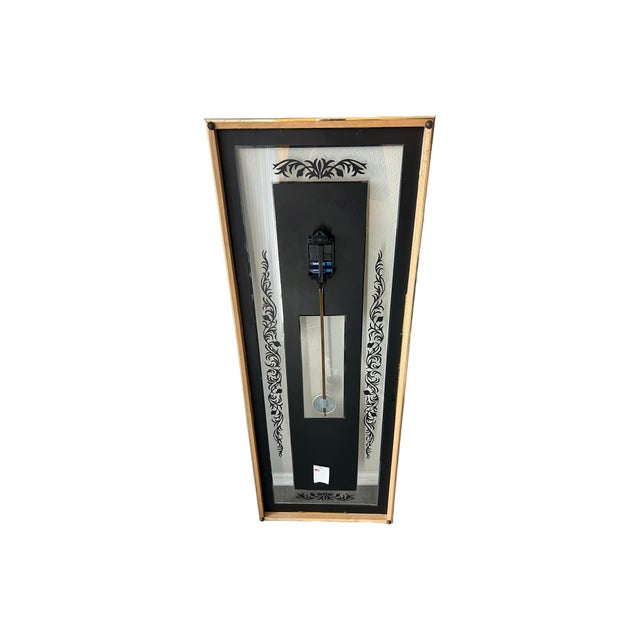 Vintage Postmodern 1980s Art Deco Pendulum Brass Mirror Clock For Sale In Palm Springs - Image 6 of 11