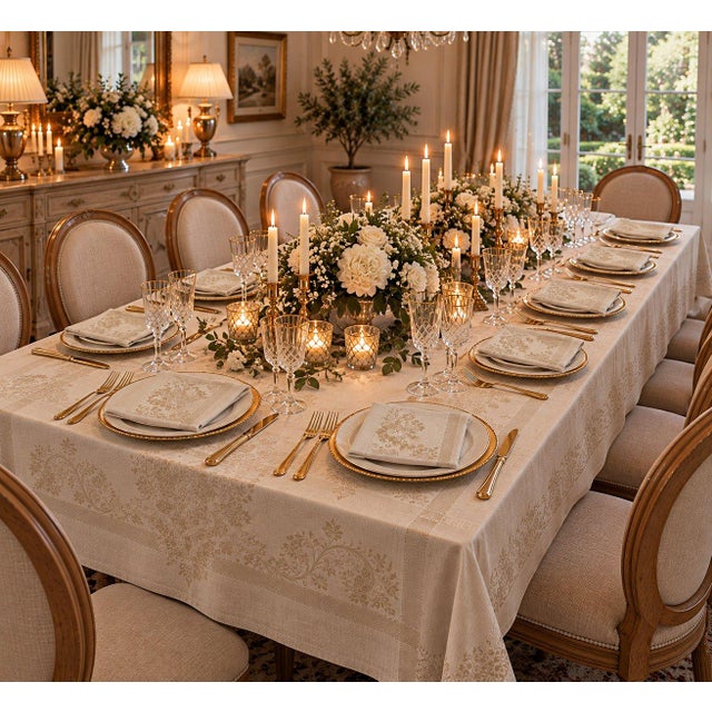 Vintage Cotton Damask Napkins Floral Jacquard Table Linens Set of 12 For Sale - Image 4 of 4