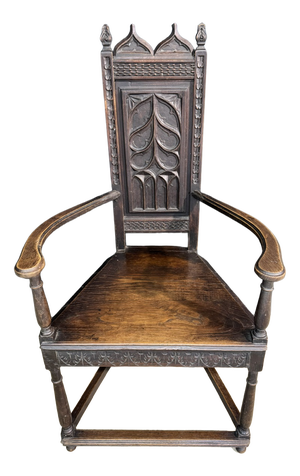 Carved Oak Wainscot Arm Chair, 1880