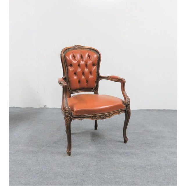 Brown Late 20th Century Chateau d'Ax Louis XV Leather Chair For Sale - Image 8 of 8