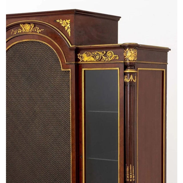 19th Century Exquisite French 19th C Louis XVI Style Ormolu Mahogany Bibliotheque Cabinet For Sale - Image 5 of 9