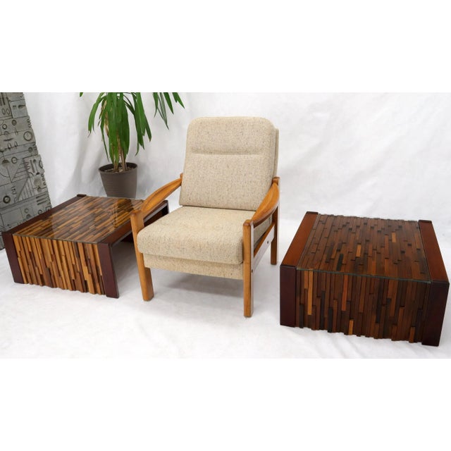Mid-Century Modern Pair of Percival Lafer Coffee Table Brazilian Rosewood Exotic Wood Mosaic For Sale - Image 3 of 10