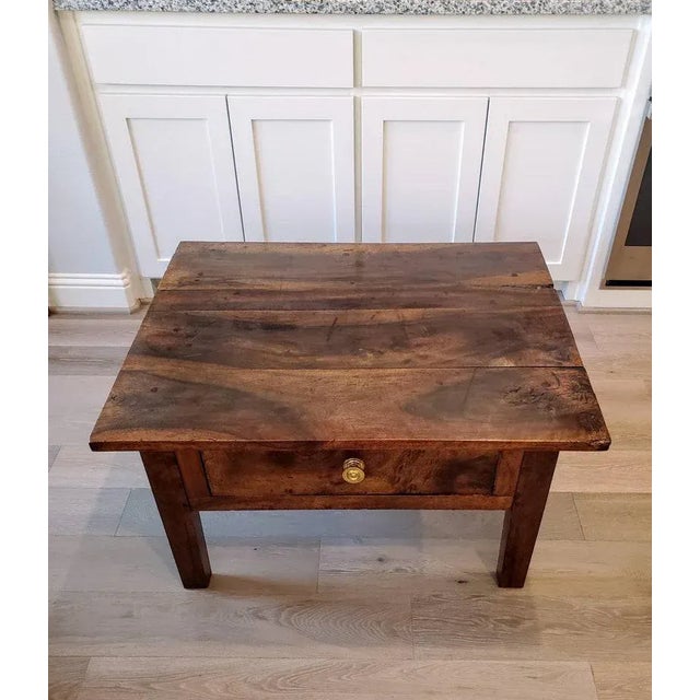 19th Century Rustic Country European Antique Fruitwood Low Table For Sale - Image 5 of 11
