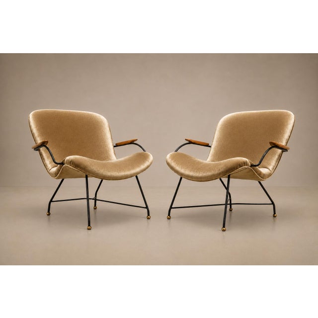 Modern Brazilian Modern Pair of Armchairs in Rosewood, Mohair & Steel by Carlo Hauner, 1950s For Sale - Image 3 of 18