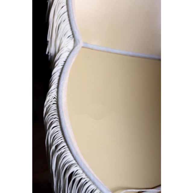1970s Victorian Revival Pair of Cream Lampshades With Fringe For Sale - Image 9 of 9