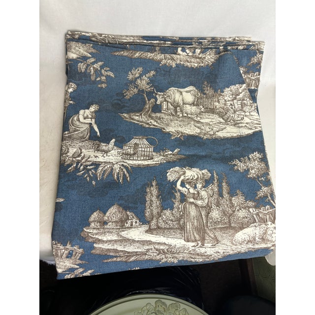 Williams-Sonoma Williams Sonoma Home Cotton Toile (Blue/Ivory/Brown) For Sale - Image 4 of 10