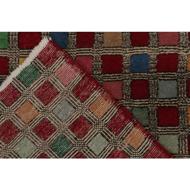 Textile 1960s Vintage Mid-Century Runner in Red With Multicolor Geometric Patterns For Sale - Image 7 of 8