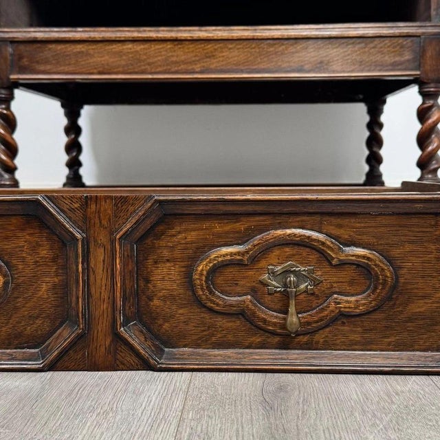 Brown Antique English Jacobean Style Oak Bureau, 1900s For Sale - Image 8 of 14
