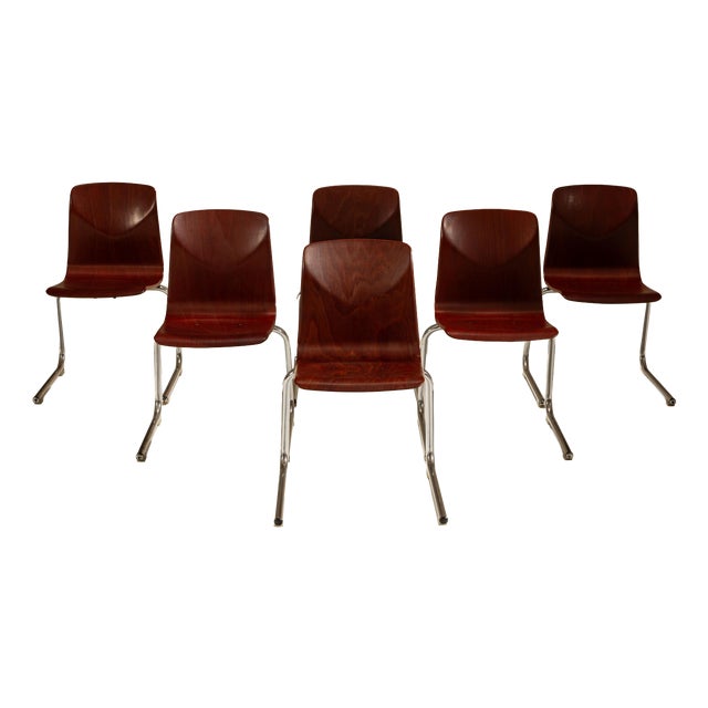 Stackable Chairs in the style of Pagholz, 1960s, Set of 6 For Sale