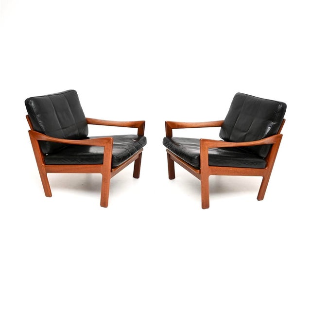 Danish Lounge Chairs in Teak and Leather by Illum Wikkelso, 1960, Set of 2 For Sale - Image 6 of 11